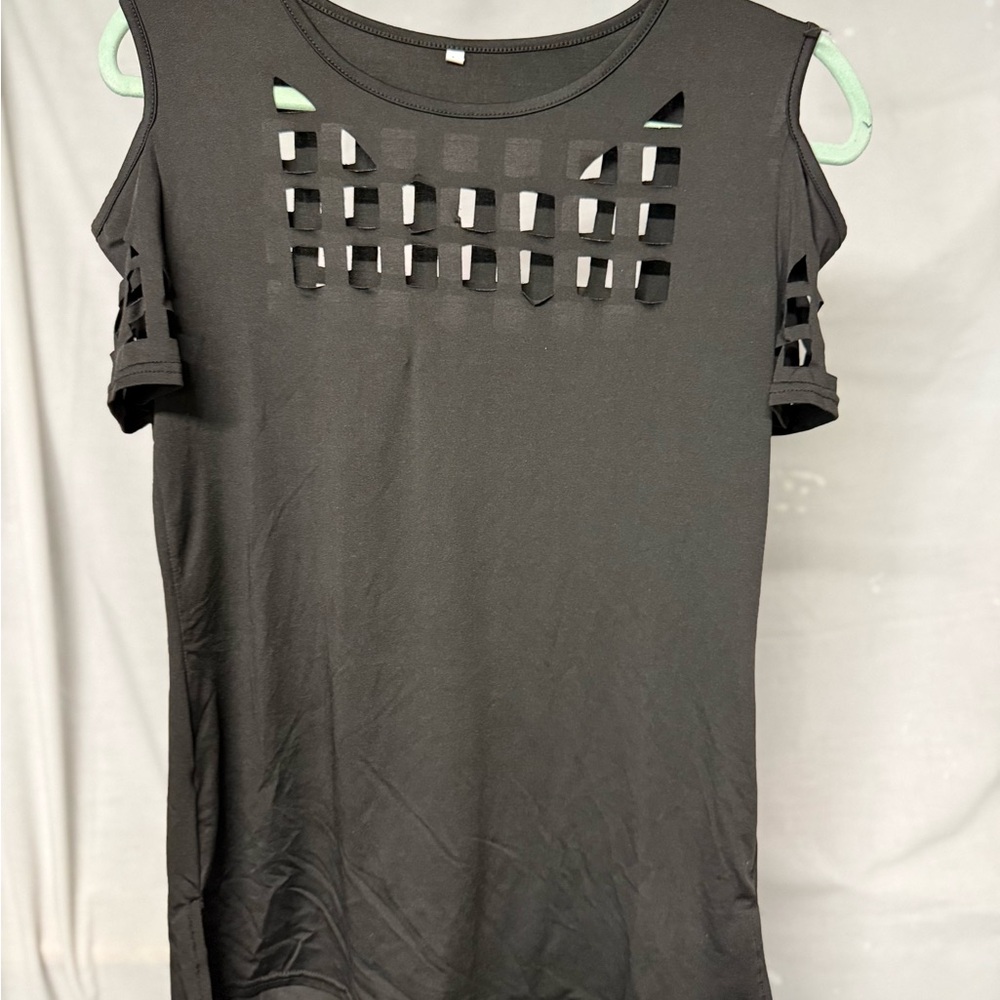 Black Sleeveless Top with Cutout Design
